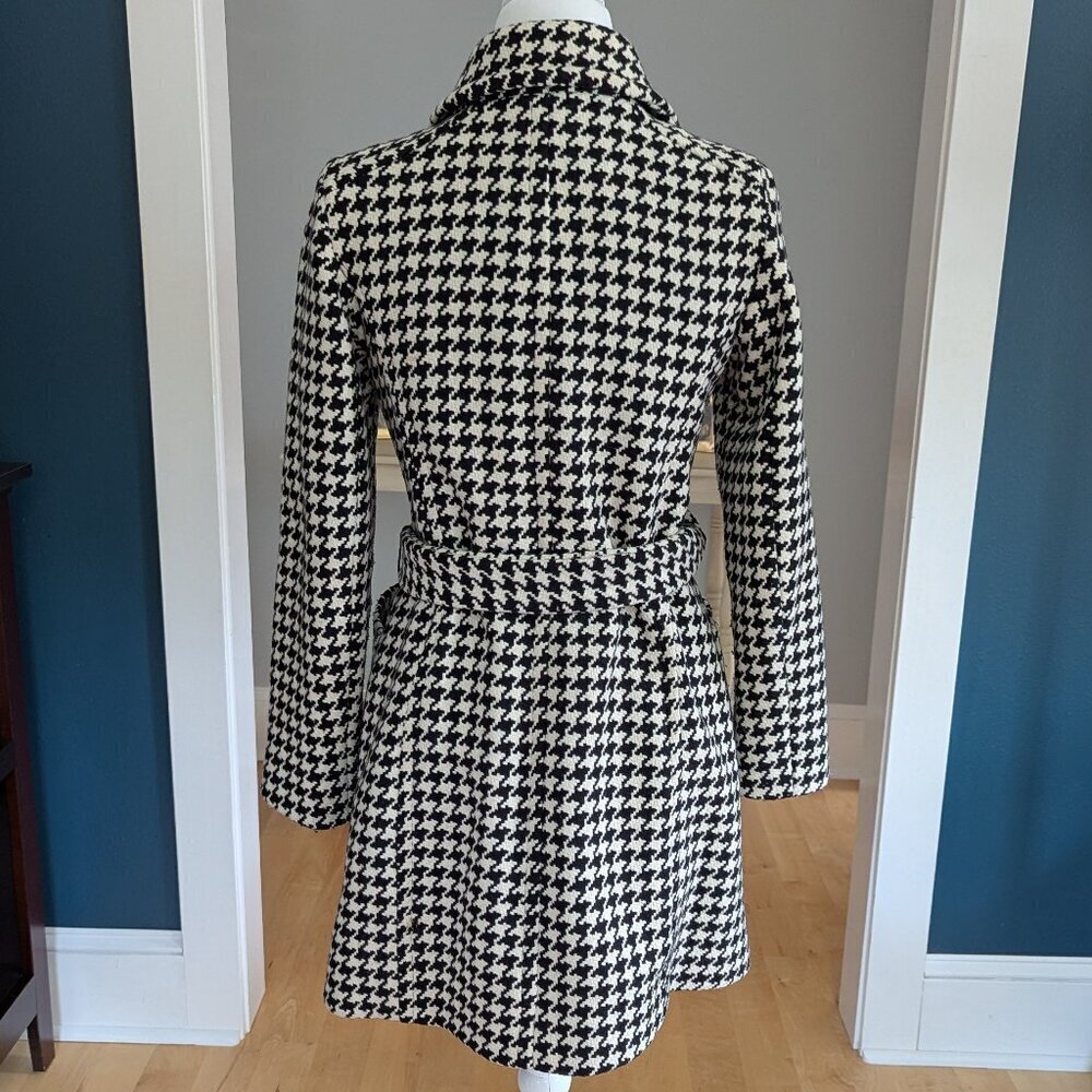 Michael Kors Women's Wool Coat Size 4 Black & White Trench Coat - Picture 6 of 13